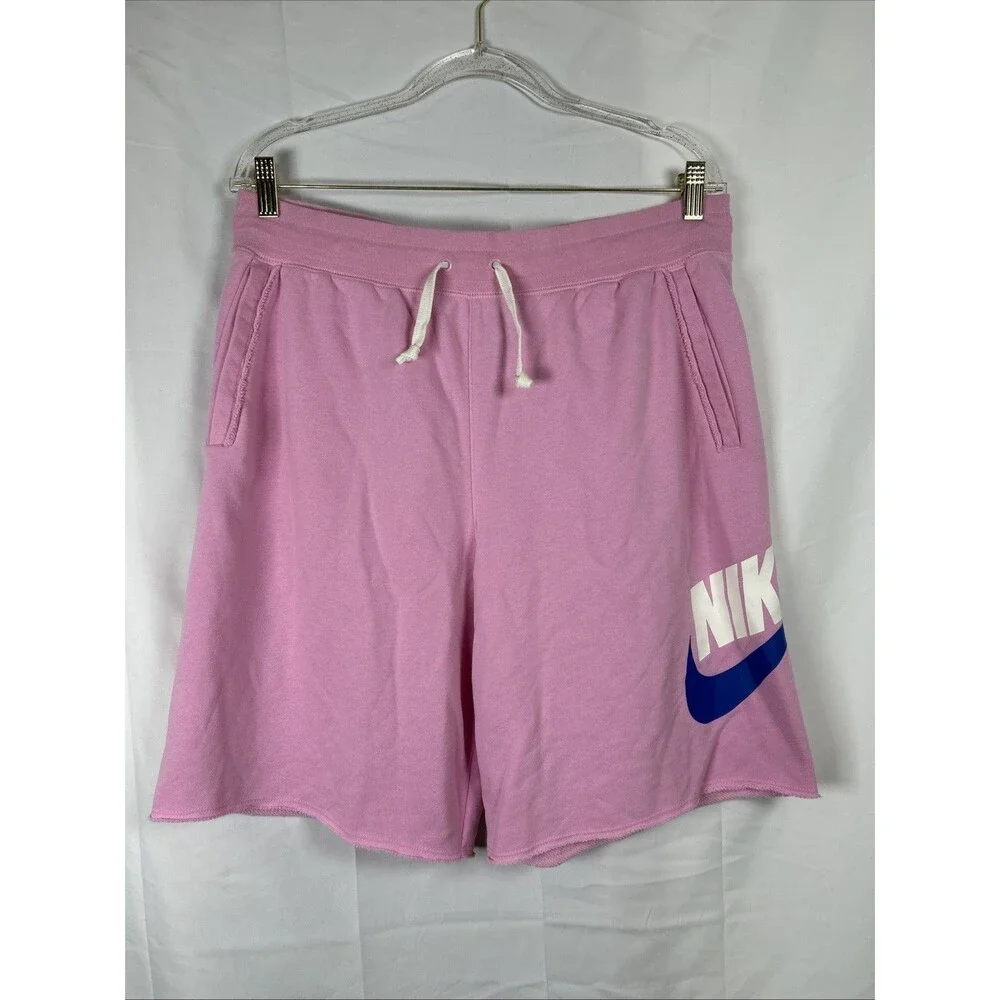Nike Mens Large Sportswear Alumni  French Terry Shorts  AR2375-629 Pink Raw Hem